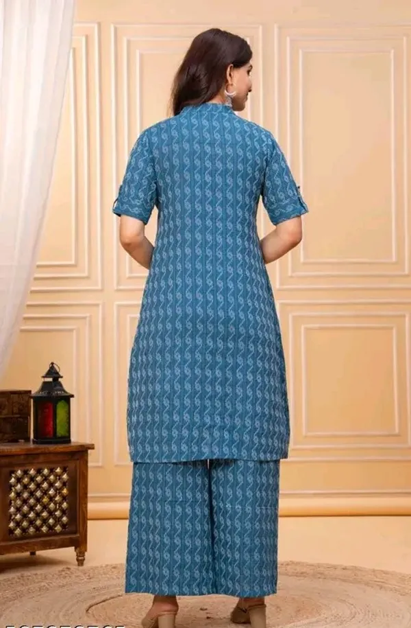 Blue_Cotton_Straight_Printed_Kurta_Palazzo_Set_For_Women