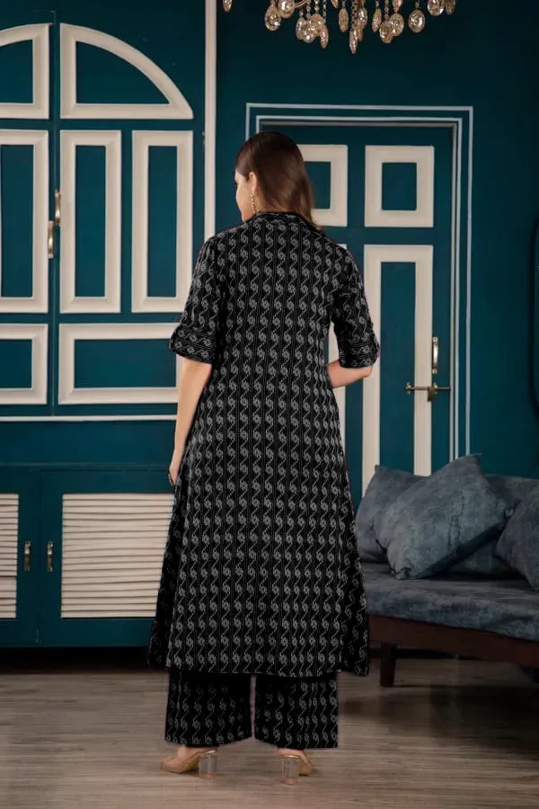 Black_Cotton_Straight_Geometric_Print_Kurta_Palazzo_Set_For_Women
