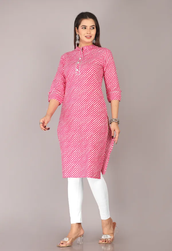 Pink_Cotton_Straight_Striped_Kurta_For_Women