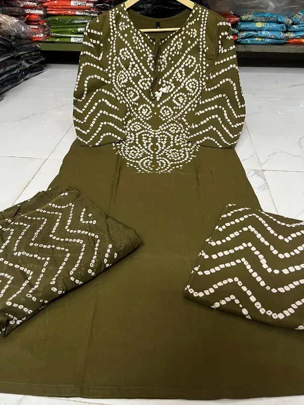 Olive_Green_Cotton_Straight_Printed_Kurta_Set_For_Women