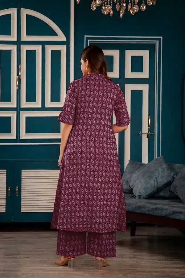 Maroon_Cotton_Straight_Printed_Kurta_Set_For_Women