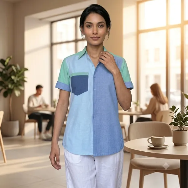 Blue_&_Mint_Cotton_Shirt_For_Women