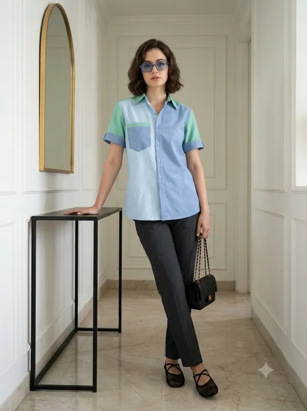 Blue_&_Mint_Cotton_Shirt_For_Women