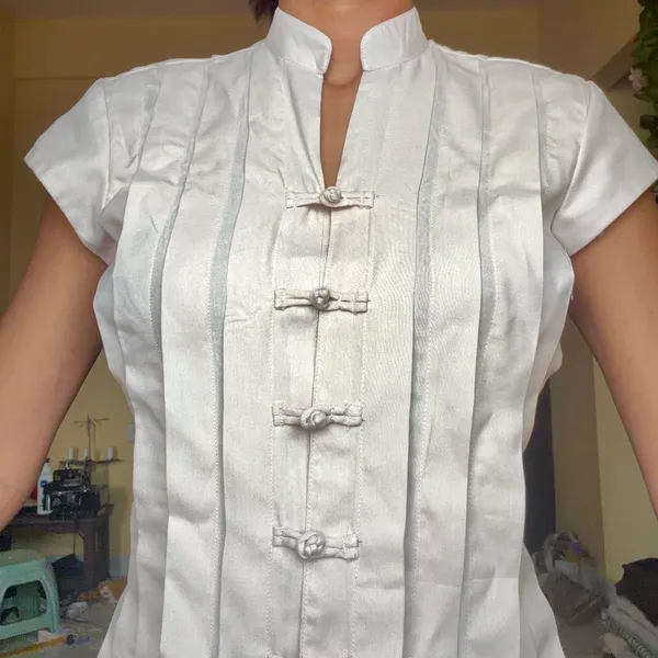 White_Textured_Mandarin_Collar_Flared_Top_for_Women