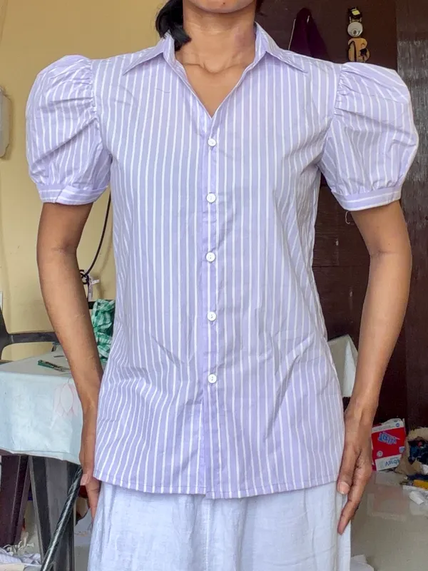 Lavender_Striped_Puff_Sleeve_Shirt_for_Women