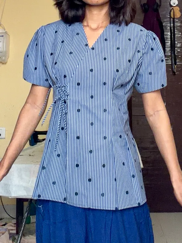 Blue_Striped_Wrap_Style_Tunic_Top_for_Women