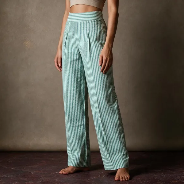 Mint_Green_Poplin_Cotton_Wide_Leg_Pants_For_Women
