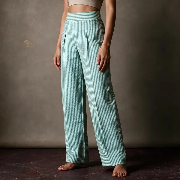 Mint_Green_Poplin_Cotton_Wide_Leg_Pants_For_Women