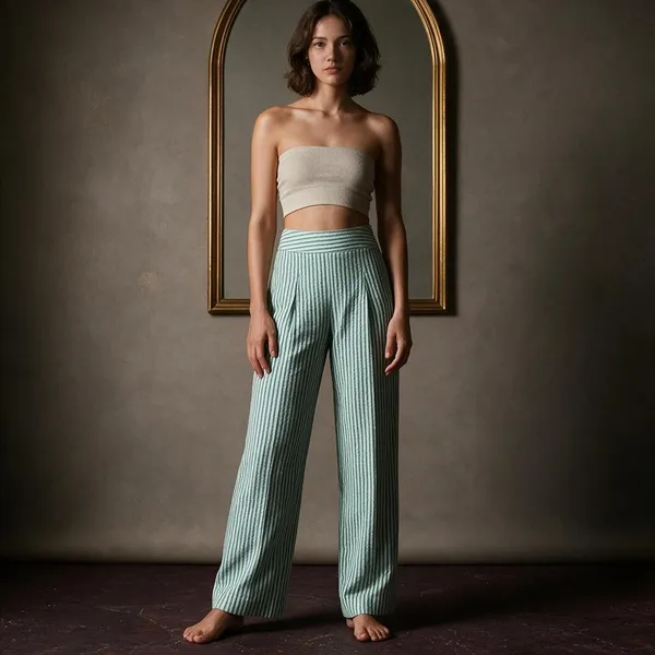 Mint_Green_Poplin_Cotton_Wide_Leg_Pants_For_Women