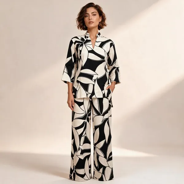 Black_&_White_Twill_Rayon_Co-Ord_Set_For_Women