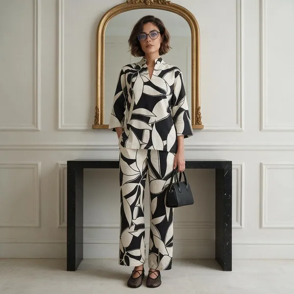 Black_&_White_Twill_Rayon_Co-Ord_Set_For_Women