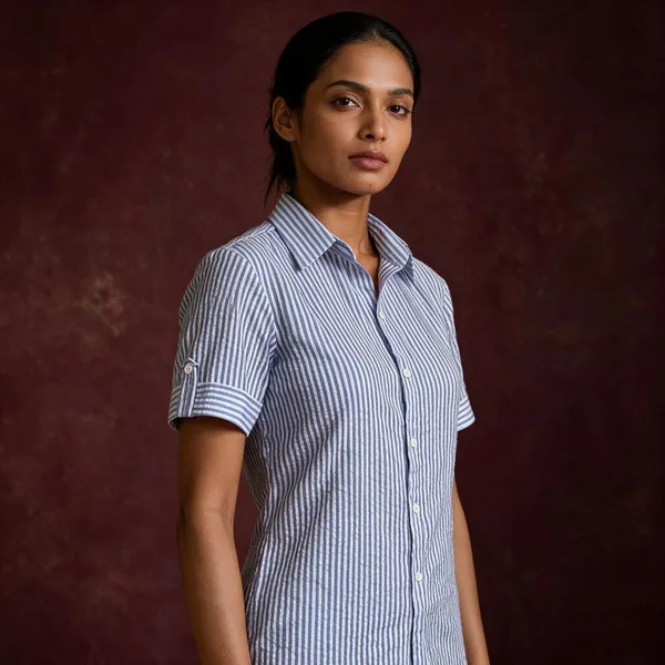 Blue_50%_Linen_50%_Cotton_Shirt_For_Women