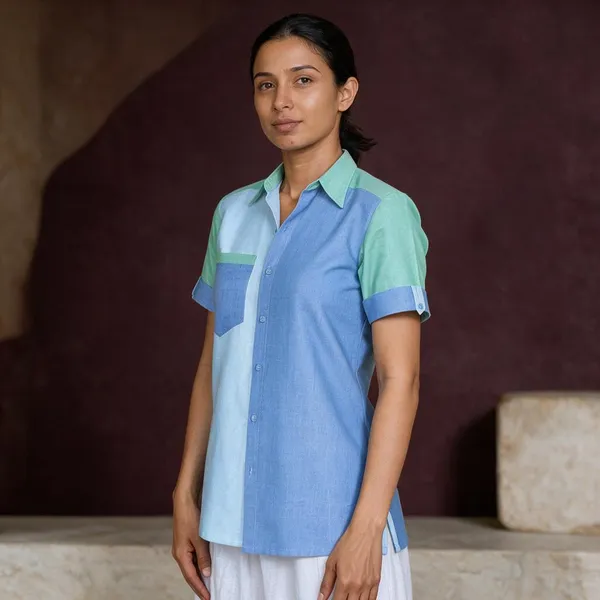 Blue_&_Mint_Cotton_Shirt_For_Women