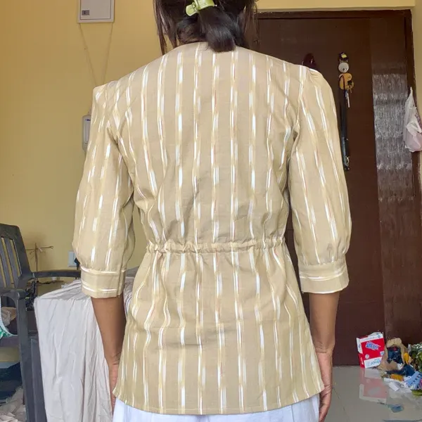 Beige_Striped_Tie_Waist_Top_for_Women