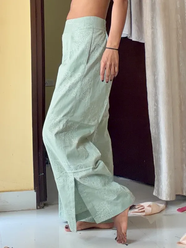 Mint_Green_embroidery_Jacquard_Wide_Leg_Palazzo_Pants_for_Women