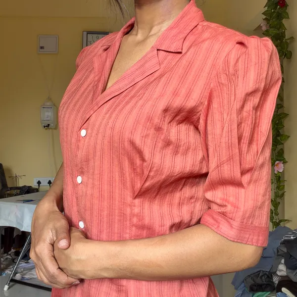 Pink_Textured_Tailored_Fit_Top_for_Women