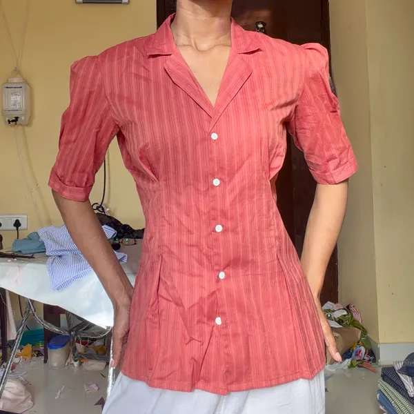 Pink_Textured_Tailored_Fit_Top_for_Women