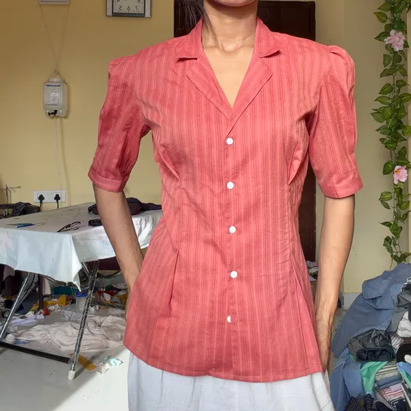 Pink_Textured_Tailored_Fit_Top_for_Women
