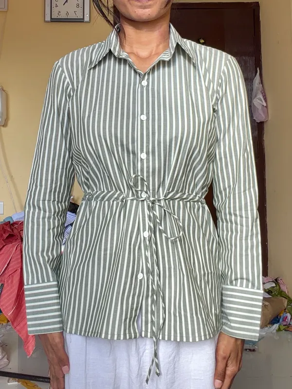 Green_Striped_Long_Sleeve_Shirt_for_Women