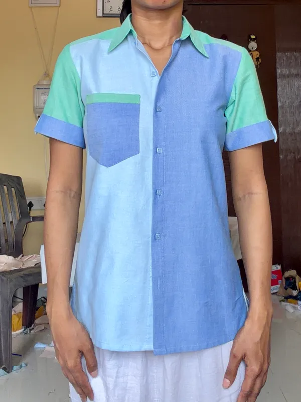 Blue_&_Mint_Cotton_Shirt_For_Women
