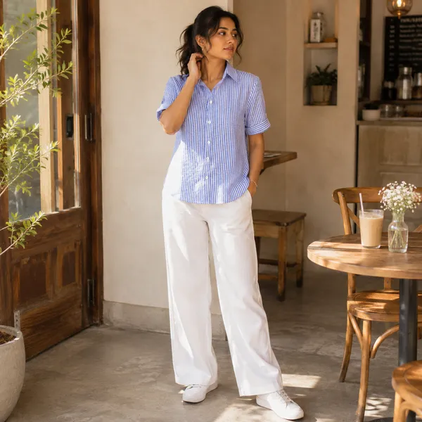 Blue_50%_Linen_50%_Cotton_Shirt_For_Women