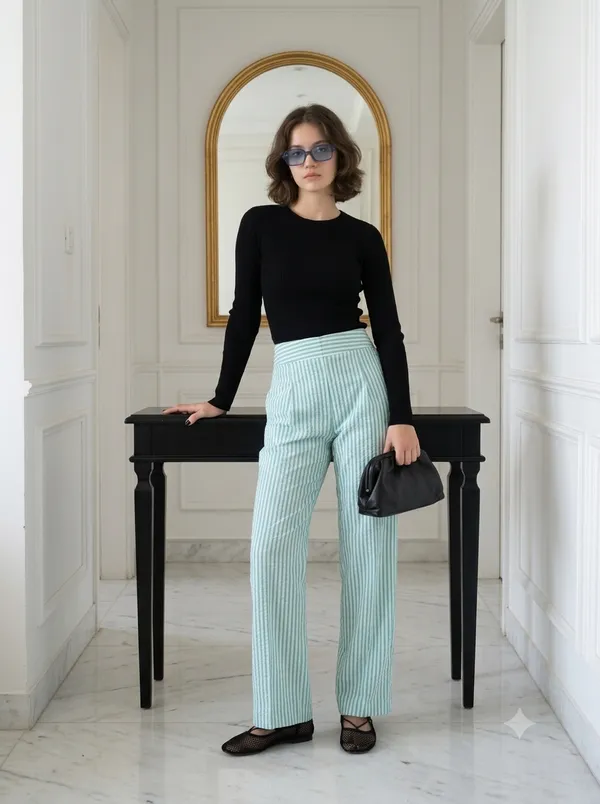Mint_Green_Poplin_Cotton_Wide_Leg_Pants_For_Women