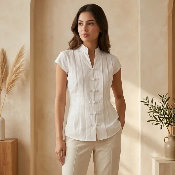 White_Viscose_Rayon_Flared_Top_For_Women