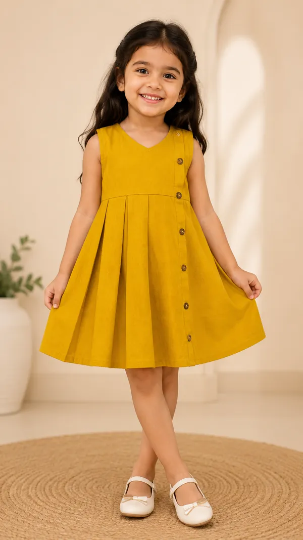 Yellow_Linen_Cotton_Relaxed_Fit_Dress_For_Girls