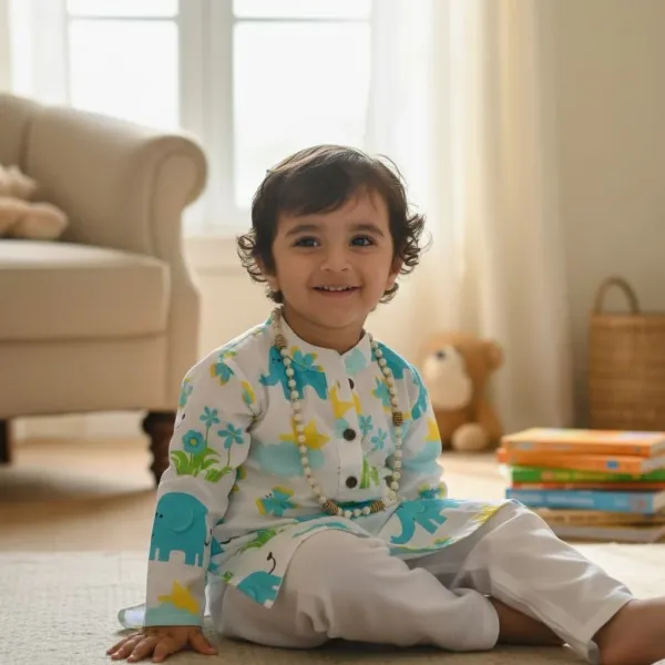 Blue_And_White_Cotton_Straight_Fit_Kurta_Pyjama_Set_For_Boys