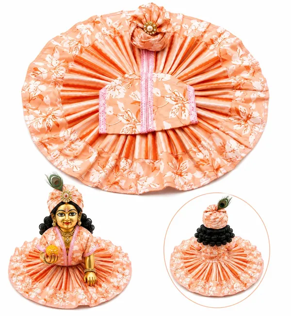 Peach_Floral_Print_Laddu_Gopal_Dress_Set