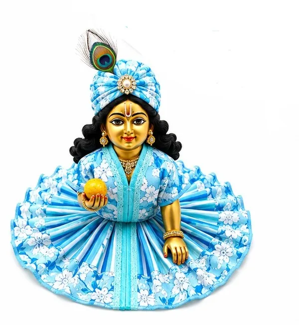 Blue_Floral_Pleated_Dress_Set_for_Laddu_Gopal