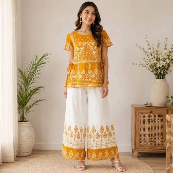 Mustard_Rayon_Printed_Kurta_Palazzo_Set_For_Girls