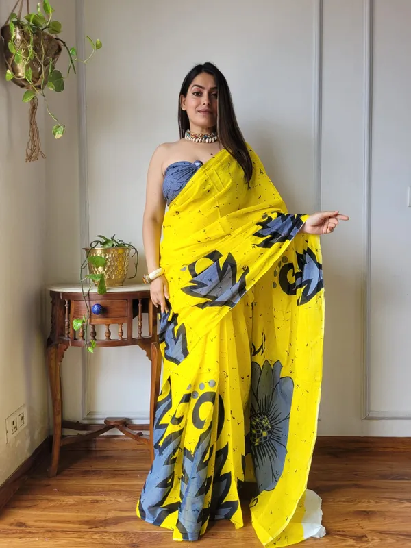 Yellow_Mul_Mul_Cotton_Printed_Saree_For_Women