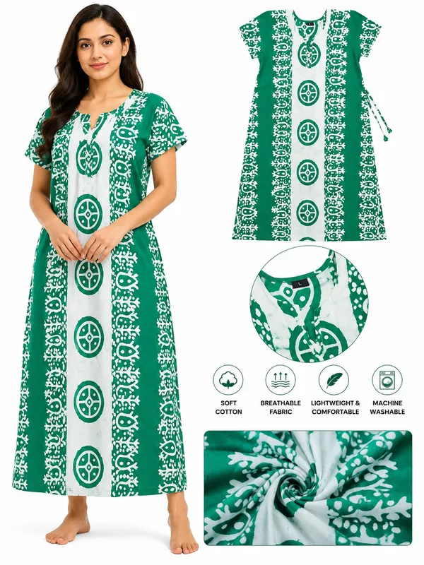 Green_Cotton_Printed_Nightdress_For_Women