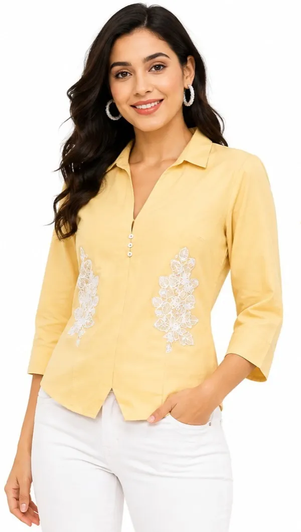 Yellow_Embroidered_Casual_Shirt_for_Women