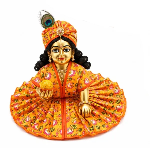 Laddu_Gopal_Idol_With_Orange_Floral_Dress