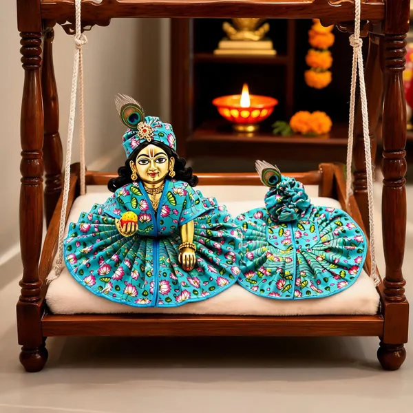 Turquoise_Cotton_Floral_Laddu_Gopal_Poshak_-_Pack_of_2