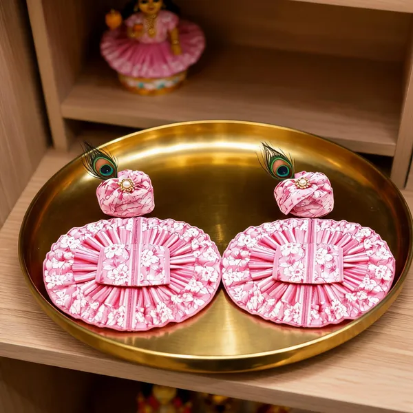 Pink_Cotton_Floral_Laddu_Gopal_Poshak_With_Turban_-_Pack_of_2