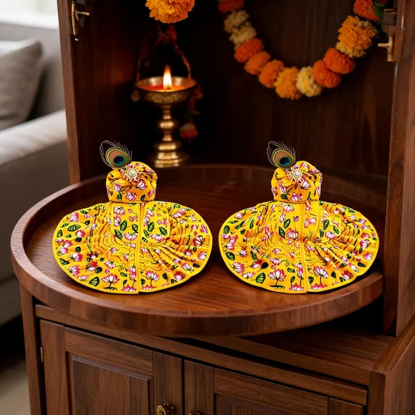 Yellow_Cotton_Floral_Print_Laddu_Gopal_Poshak_-_Pack_of_2