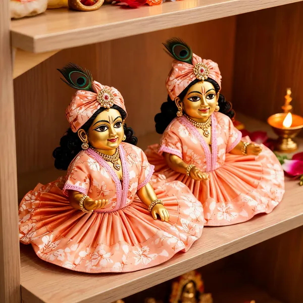 Peach_Cotton_Floral_Print_Laddu_Gopal_Poshak_-_Pack_of_2