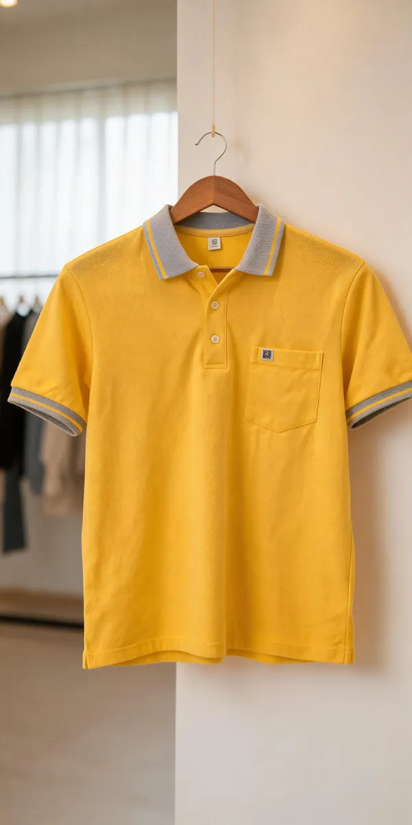 Yellow_Cotton_Polo_T-Shirt_For_Men