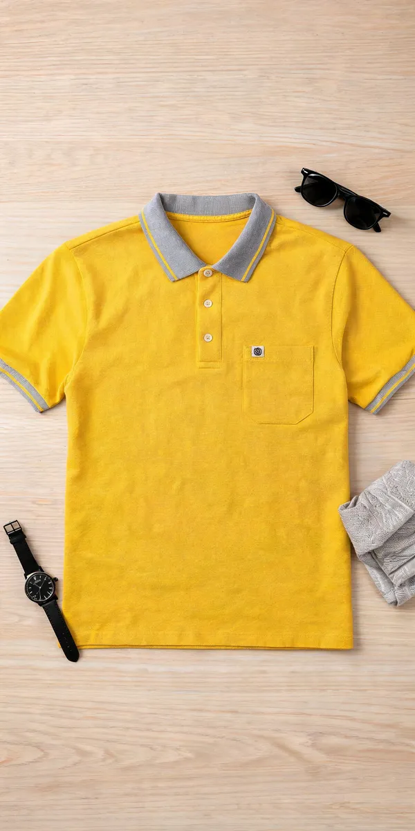 Yellow_Cotton_Polo_T-Shirt_For_Men