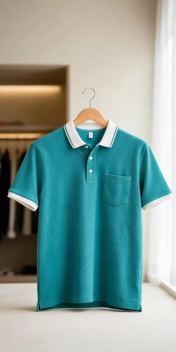 Teal_Cotton_Polo_T-Shirt_For_Men
