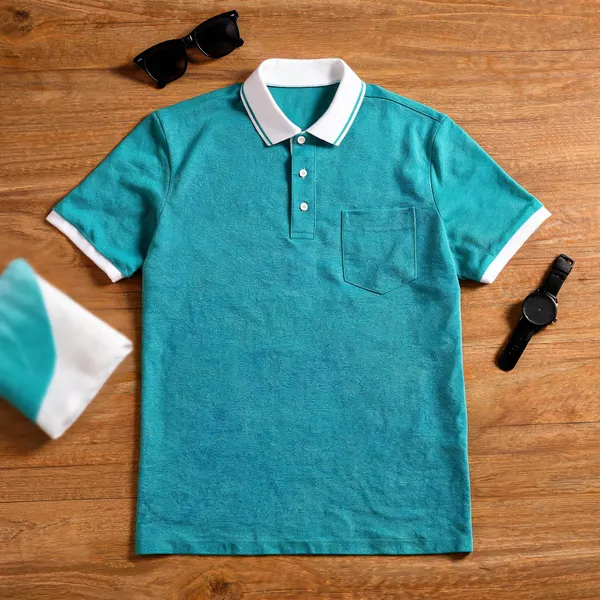 Teal_Cotton_Polo_T-Shirt_For_Men
