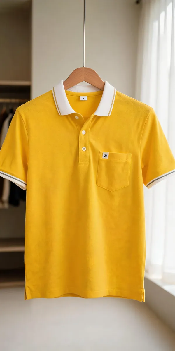 Yellow_Cotton_Short_Sleeve_Polo_T-Shirt_For_Men