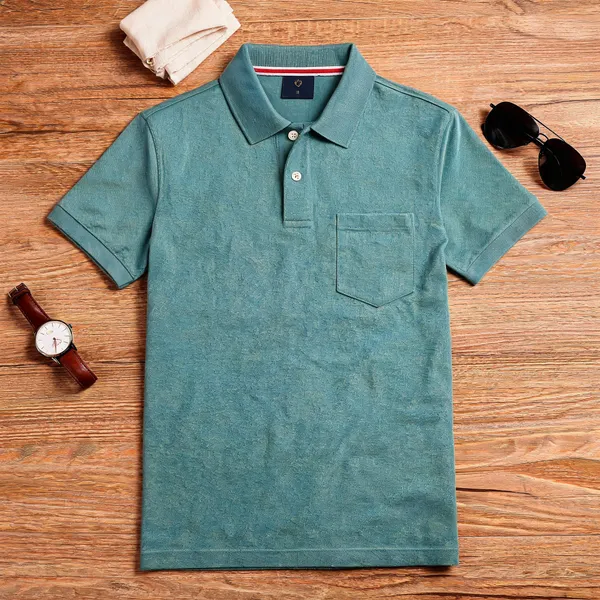Teal_Cotton_Polo_T-Shirt_For_Men