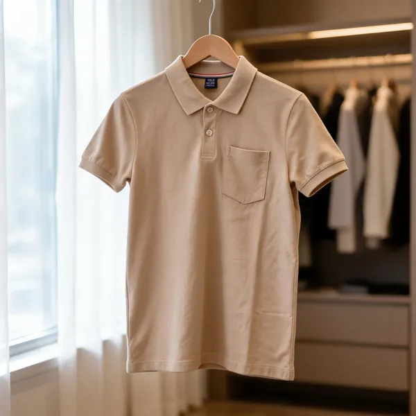 Beige_Cotton_Polo_T-Shirt_For_Men