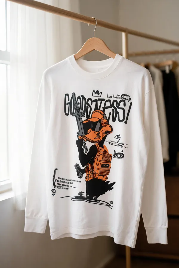 White_Cotton_Graphic_Print_Long_Sleeve_T-Shirt_For_Men