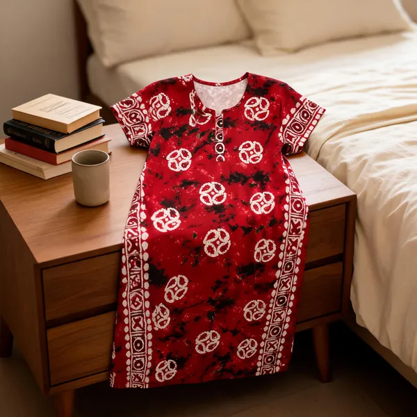Red_Cotton_Printed_Nightdress_For_Women