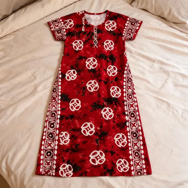 Red_Cotton_Printed_Nightdress_For_Women